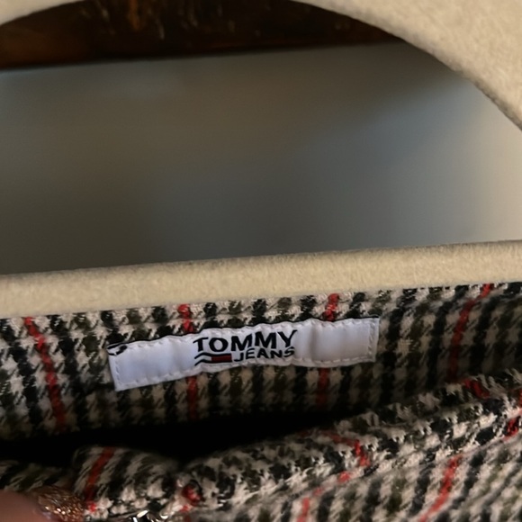 TOMMY JEANS Black/Olive/Orange/Cream Zip Front Lined Mini Skirt, Sz 14, GUC. - Picture 6 of 10